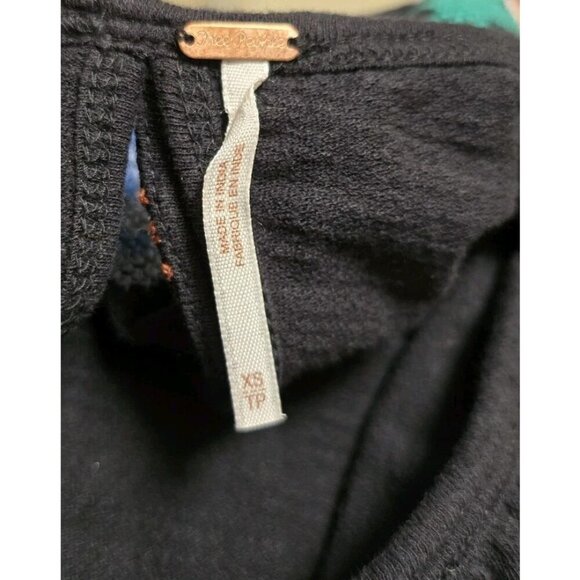 Free People Cross Stitch Embroidered Top Size XS Black Off Shoulder - Picture 6 of 9